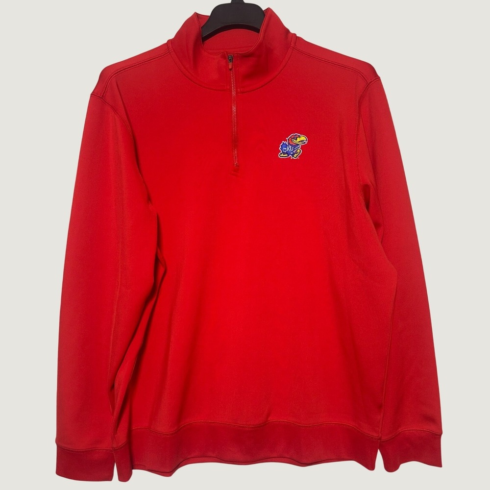 Southern Tide Men's XL 1/4 Quarter Zip Pullover Red Kansas Jayhawks EUC